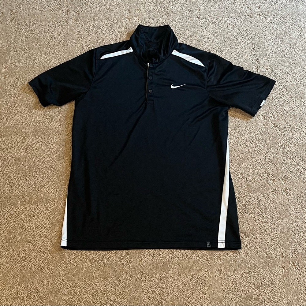 Nike DRI-FIT Men's Black and White Polo Shirt